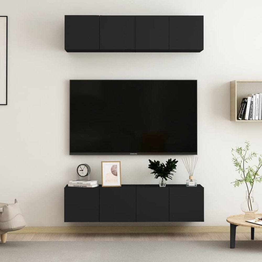 Vidaxl TV skrinky 4 ks čierne 60x30x30 cm drevotrieska